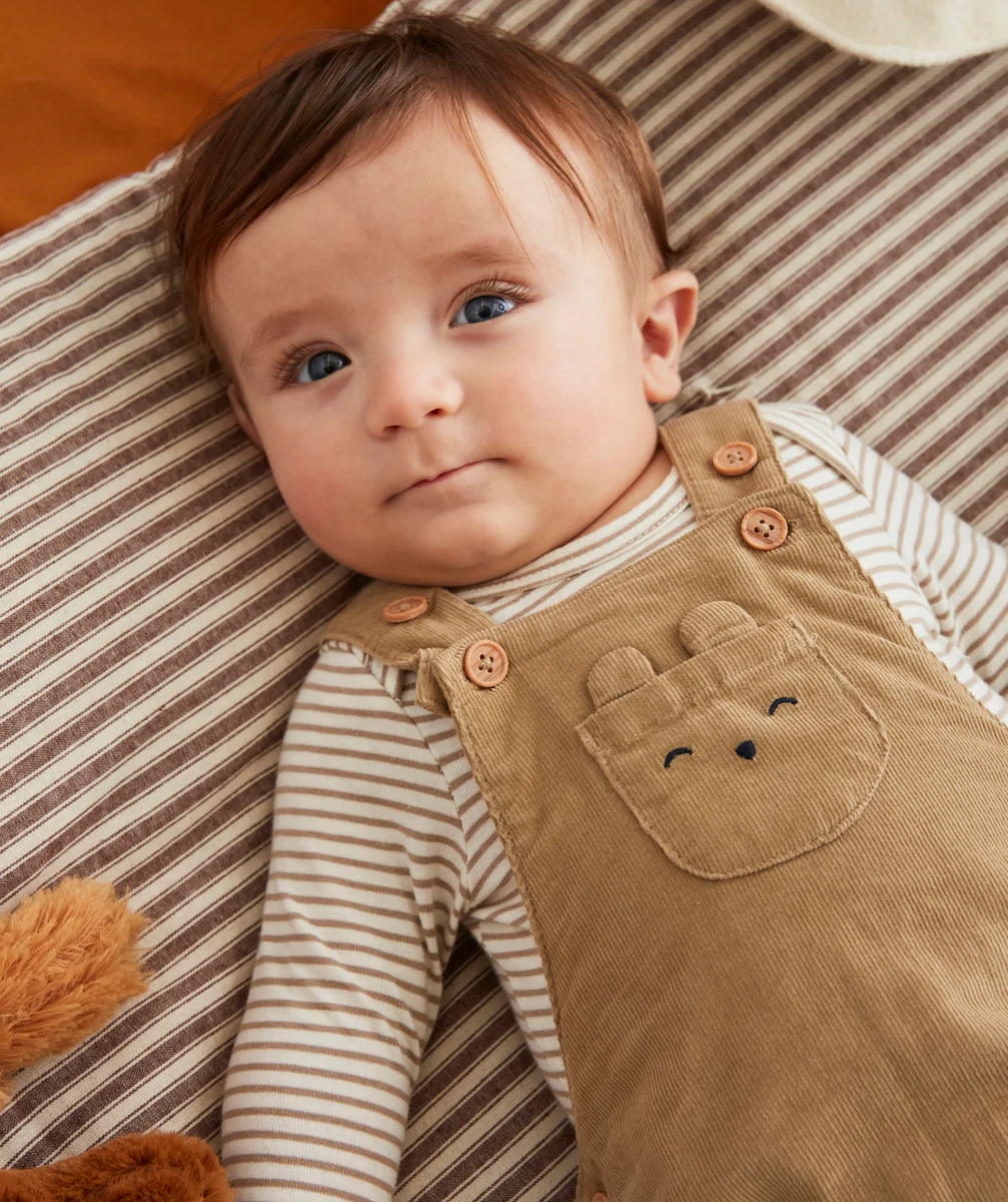 COMBISHORT BÉBÉ EN VELOURS CÔTELÉ MARRON