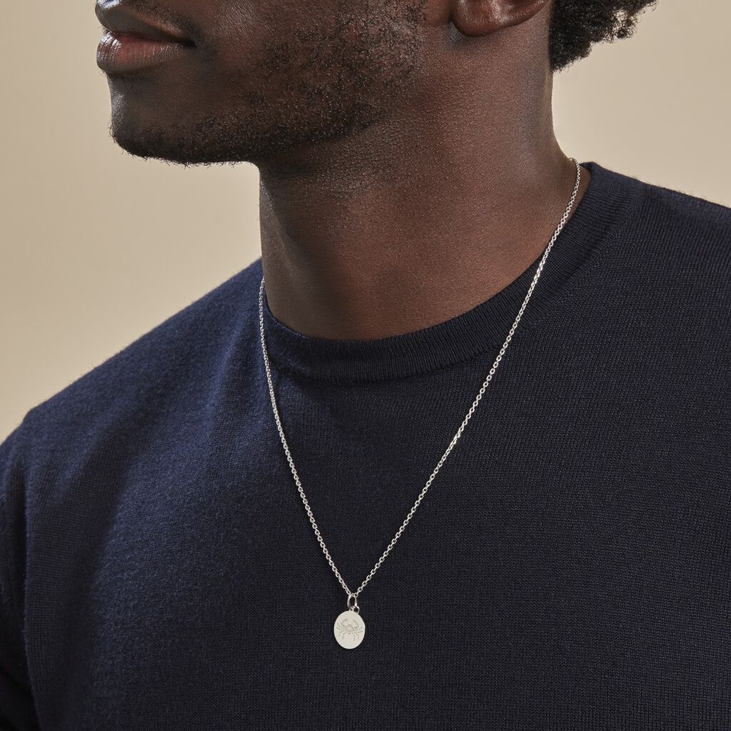 Pendentif Zodiaque Rond Argent Blanc