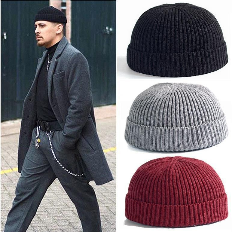Unisex Hipster Strickmütze Beanie Winter Mütze (One Size) - Schwarz