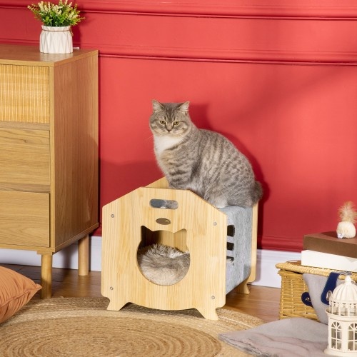 Casinha para animais de estimação PawHut, feita de madeira e feltro.