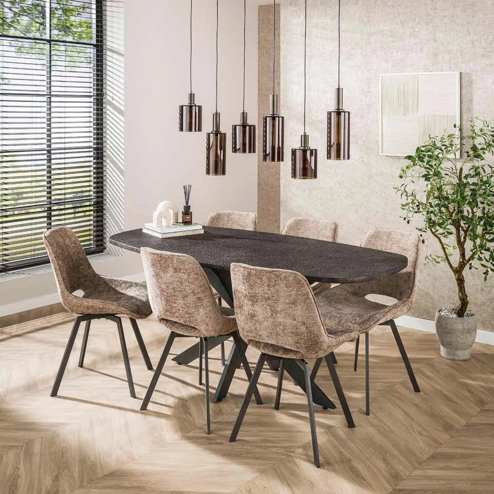 Fraaai - Lazio eettafel deens ovaal 180 cm - donkergrijs