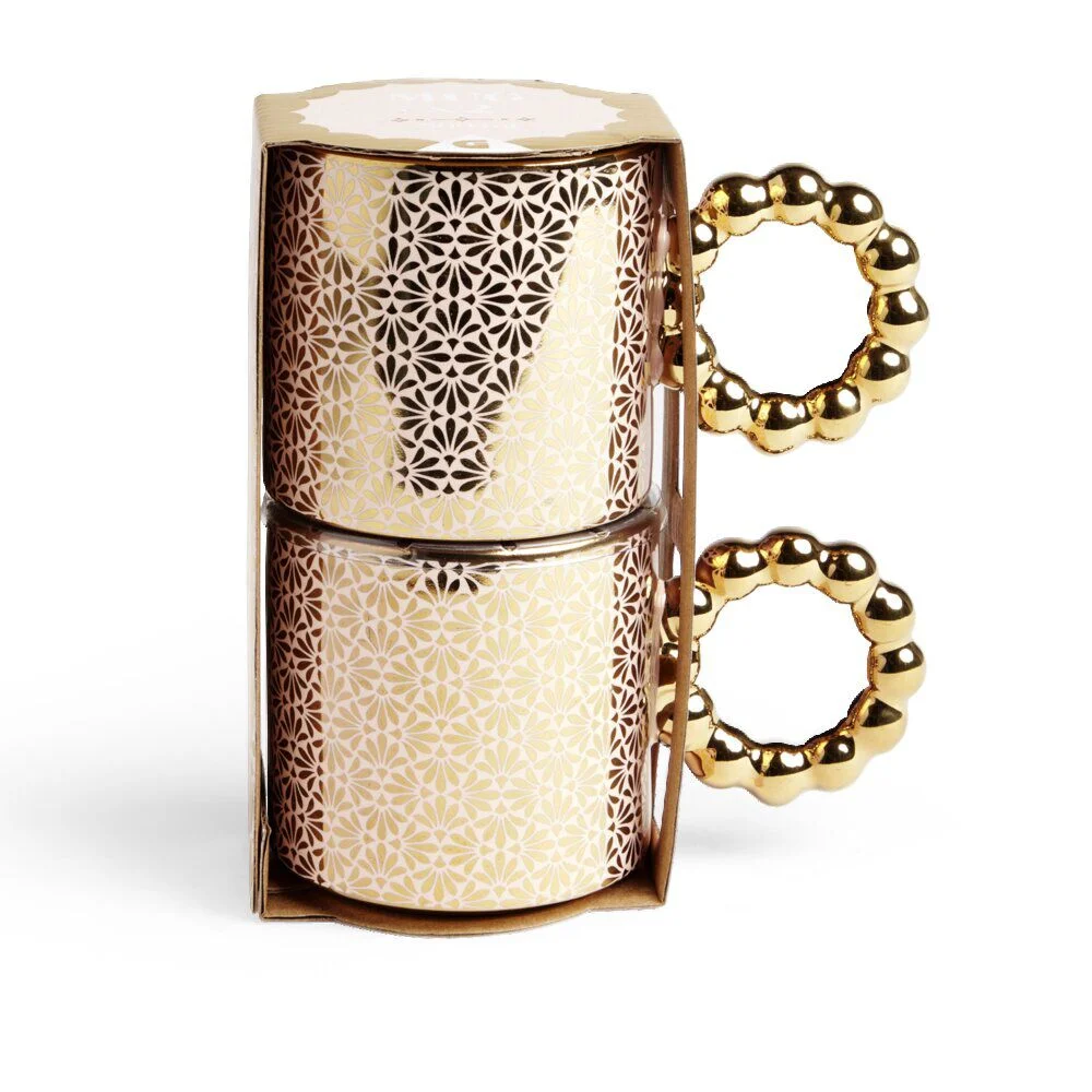 Lot de 2 mugs 30cl design chic rose et doré