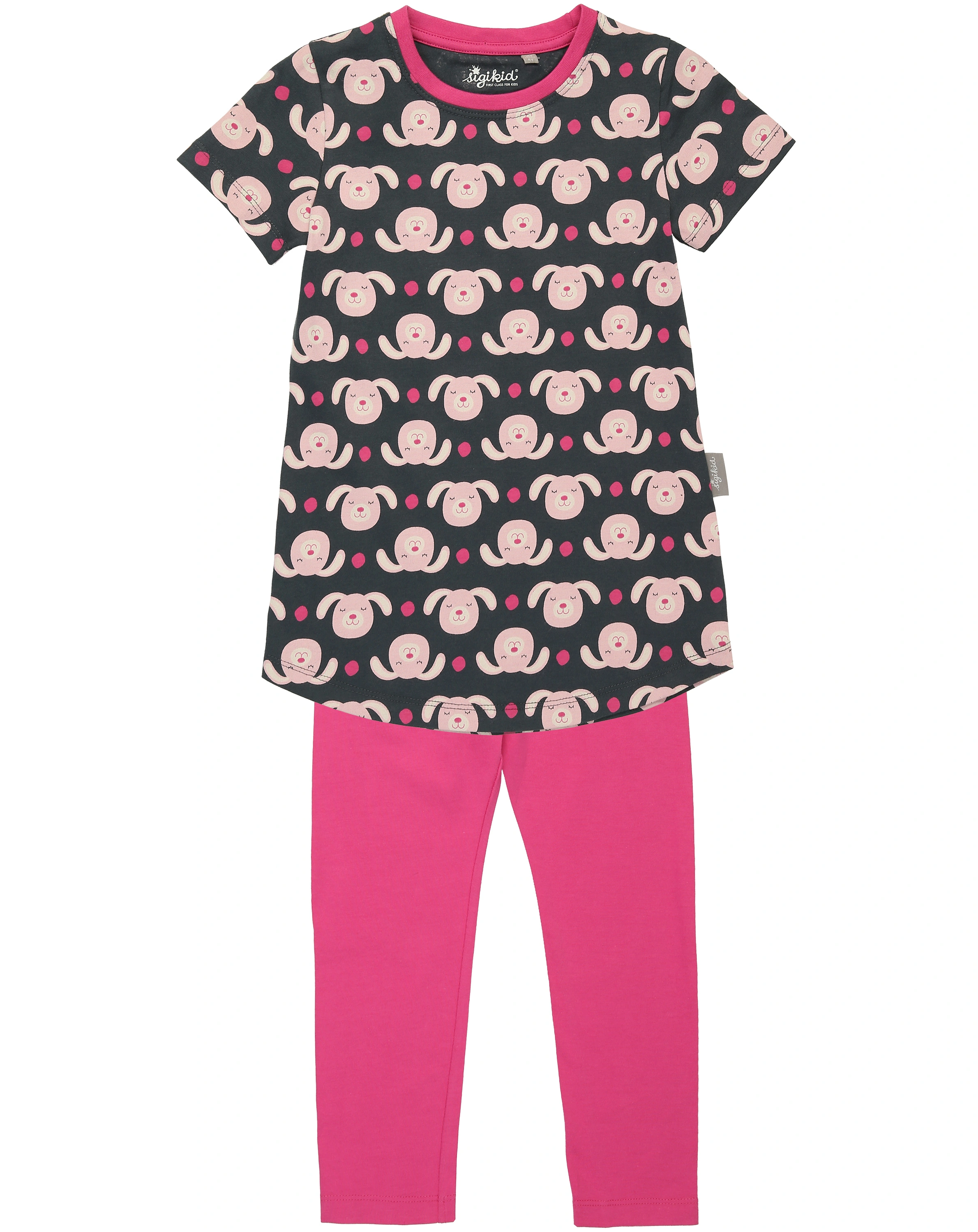 Schlafanzug lang HASI AOP grau/pink