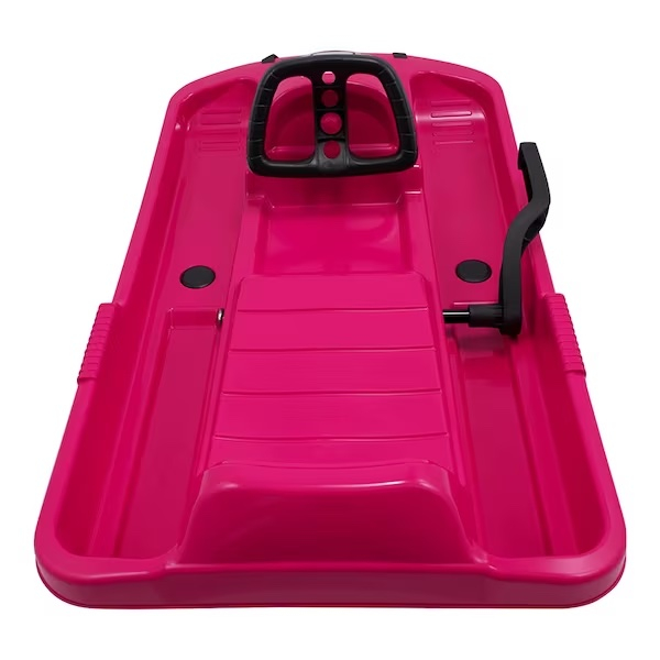 (95x50cm) Snow Fox Winter Ski Bob Schlitten mit Lenkrad und Zugseil (21013) - Pink