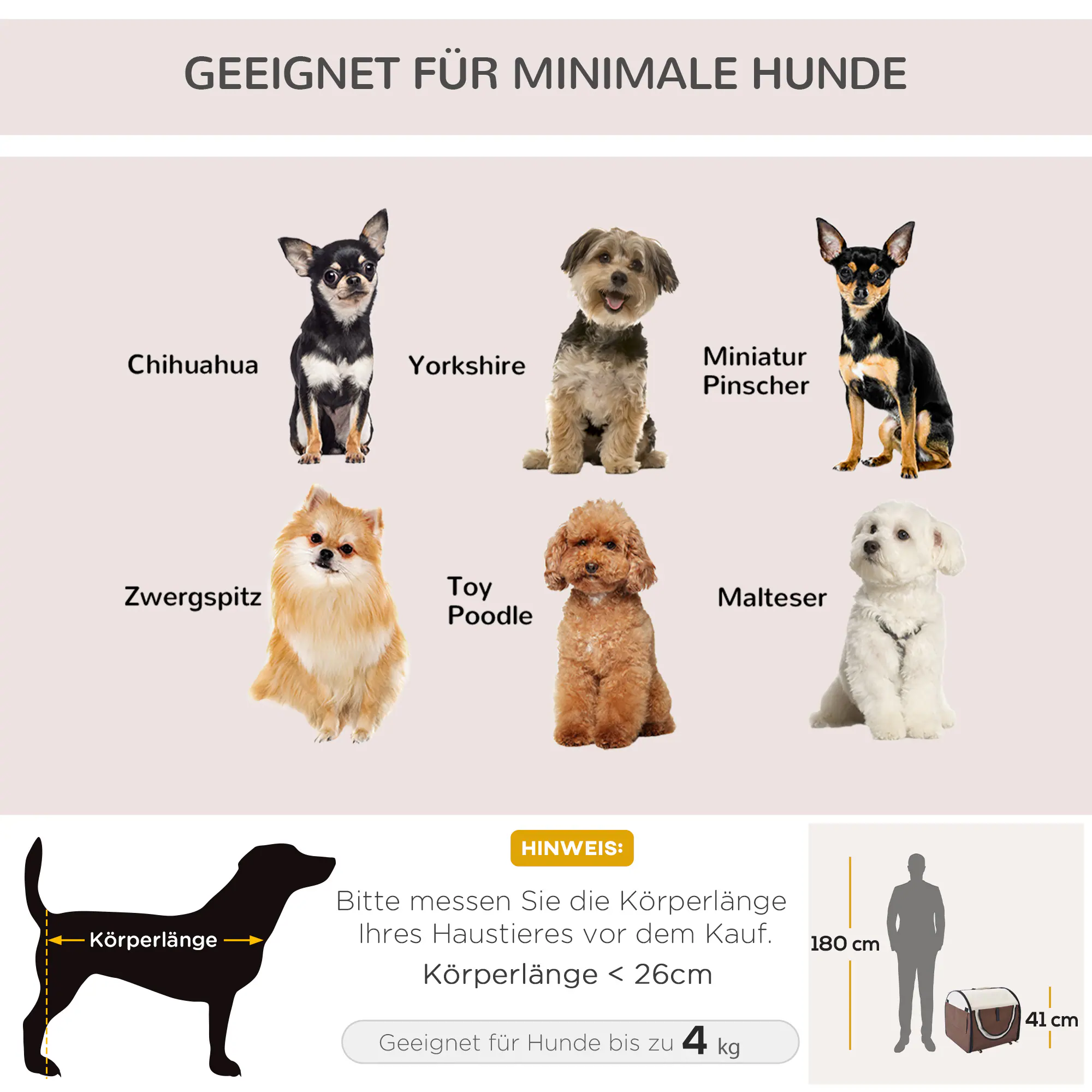 PawHut Hundetransportbox in Größe S S: 46 x 36 x 41 cm (LxBxH)