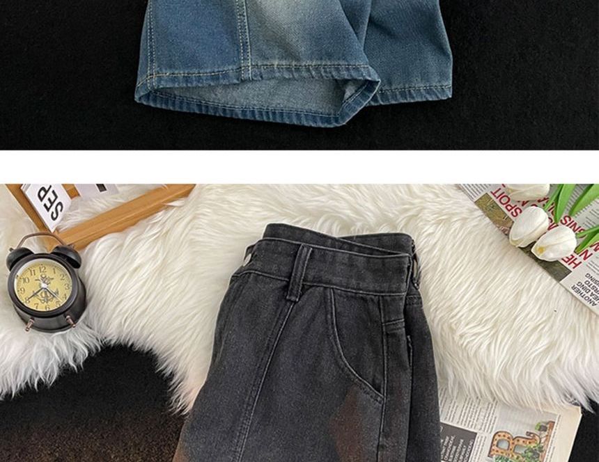 Mimiyox - Mid Rise Washed Denim Shorts