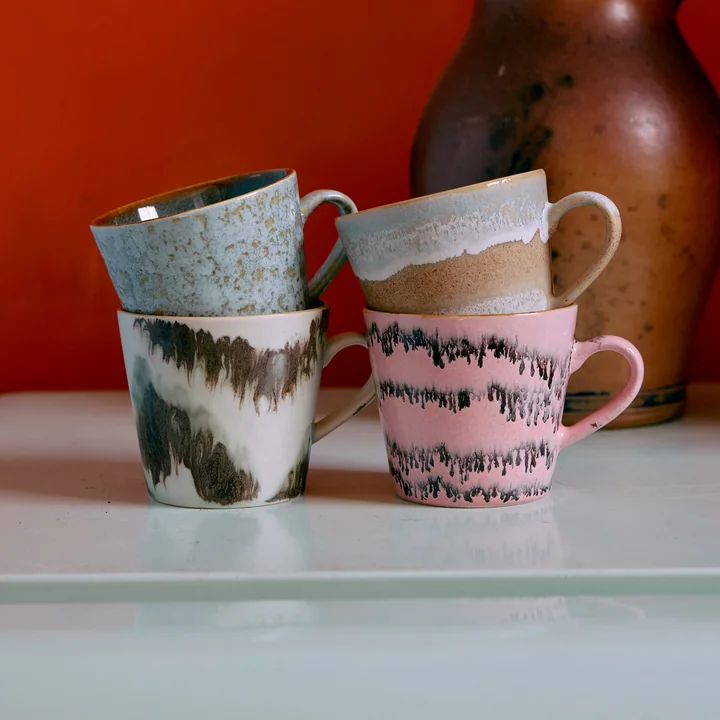 HKliving - 70's Cappuccino Tasse, 300 ml, blast
