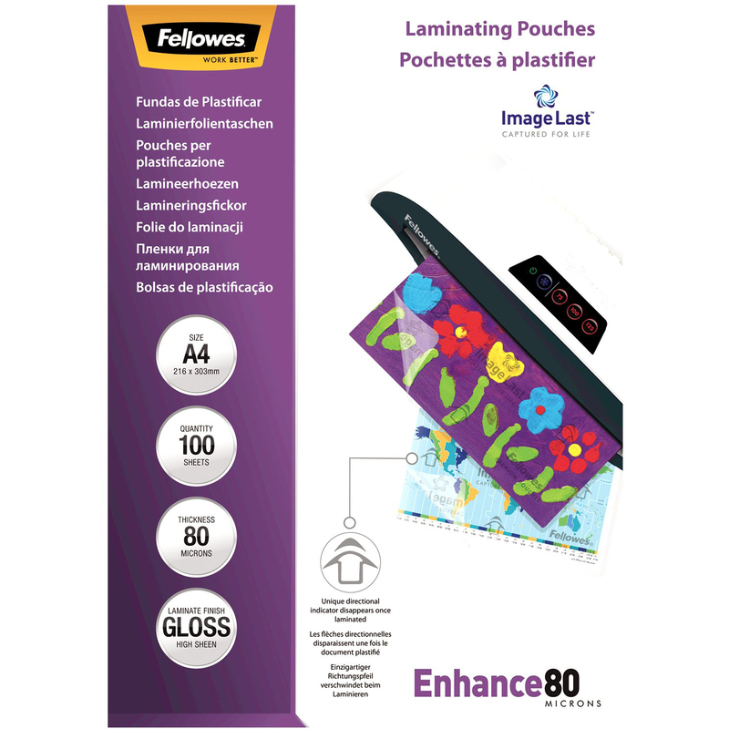 Fellowes Laminiertaschen, A4, 80 mic, glanz, 100 Stück