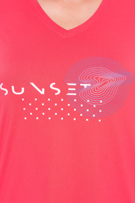 Funktionsshirt, schnelltrocknend, V-Ausschnitt, Halbarm, erdbeer rot