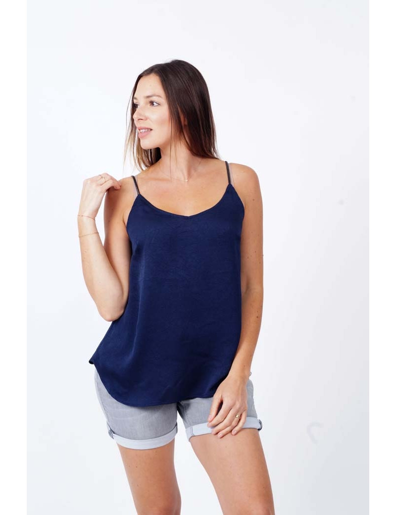SEE U SOON TOP FINES BRETELLES LUREX NAVY