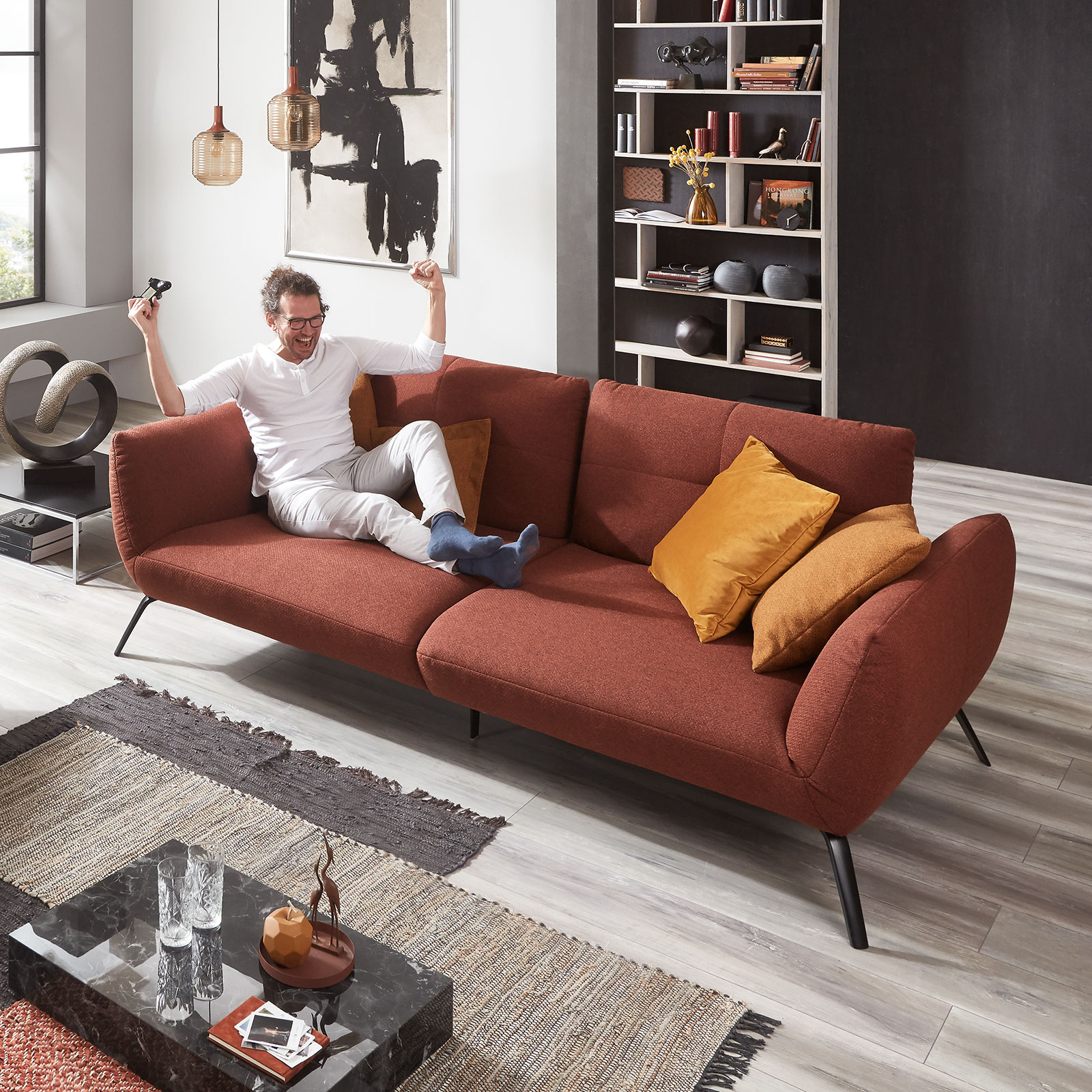 Big Sofa - kupfer - Flachgewebe