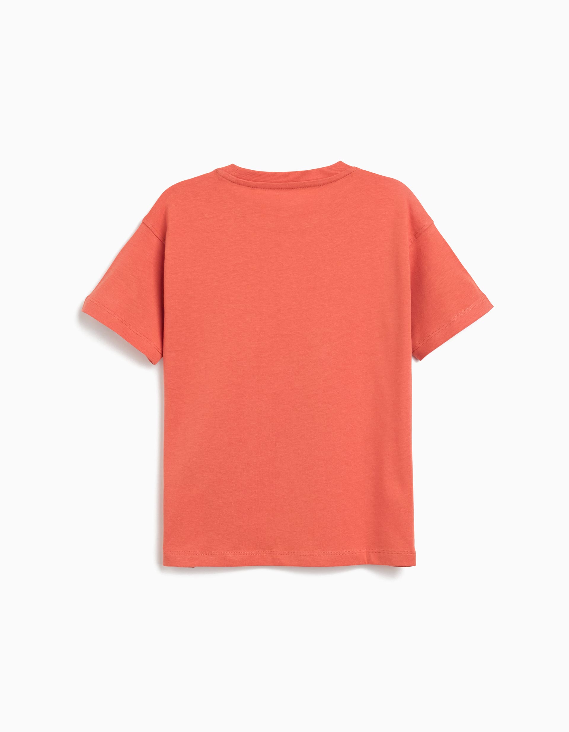 T-shirt Print, Menino, Laranja Escuro