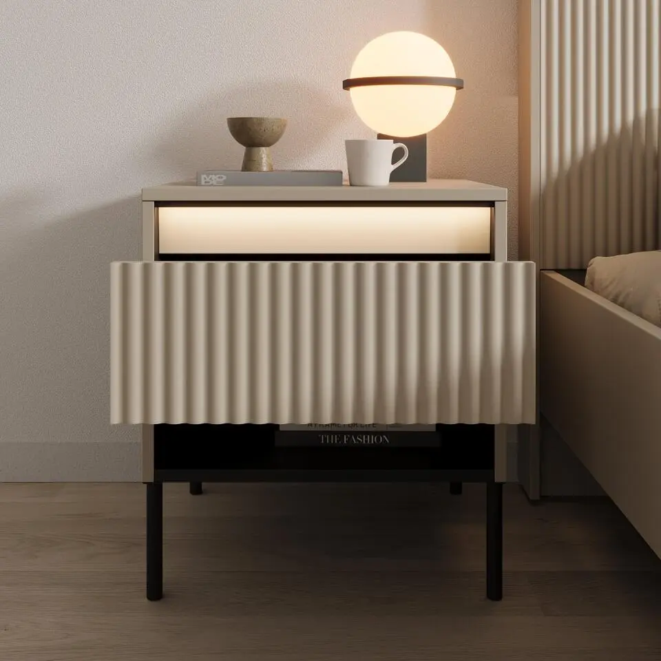 Meubella - Nachtkastje Timoteo 2 - Beige - 46 cm