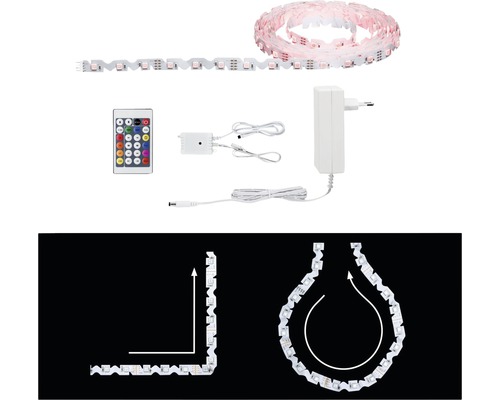 FlexLED 3D RGB Kant-en-klare LED-strip basisset, dimbaar in stappen, 5 m, 210 LED's, 12V, DIY verlichte letters