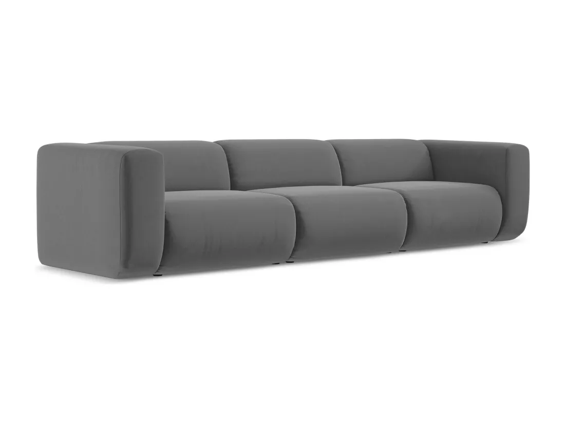 Canapé modulable 4 places en velours - gris - EKAHI