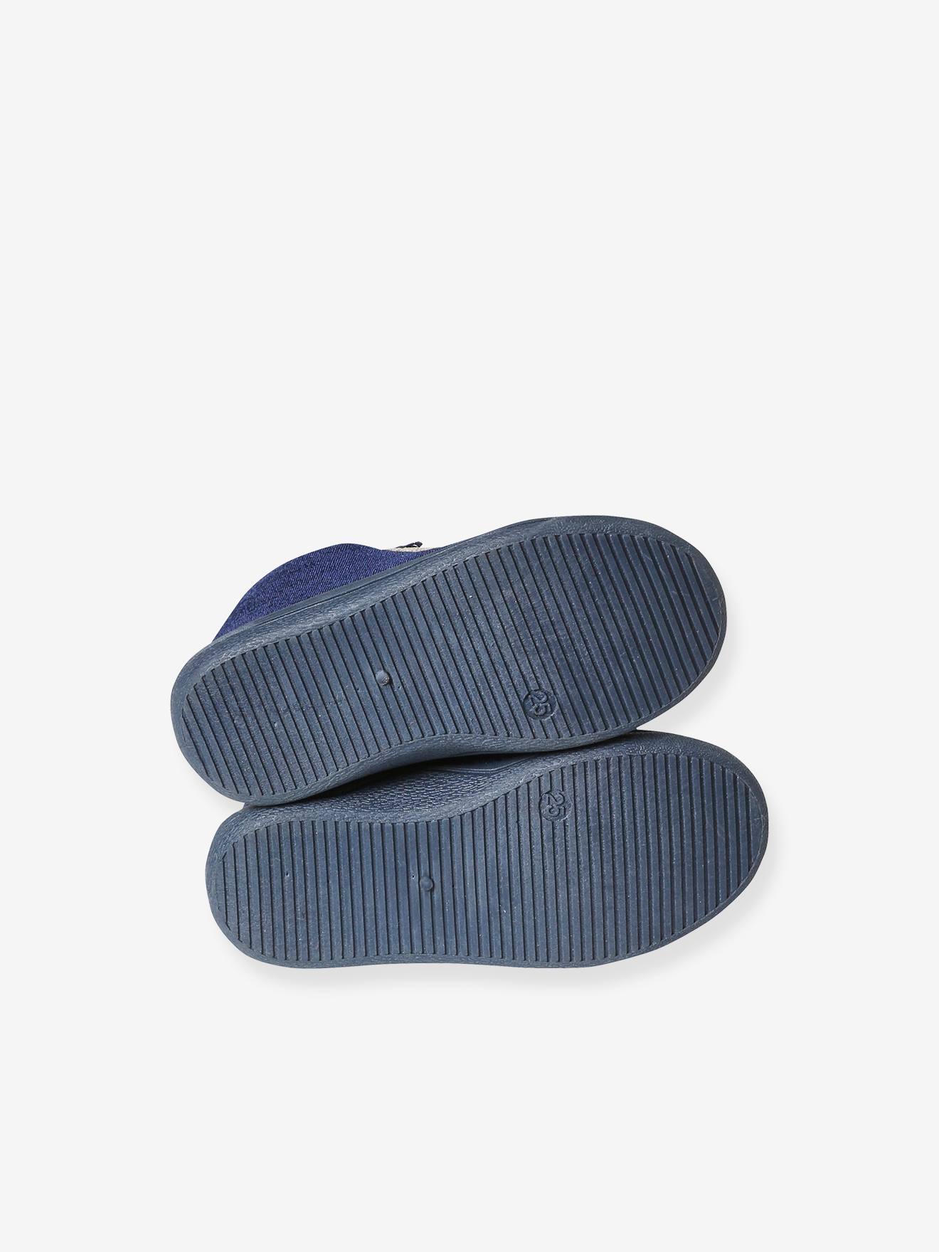 Pantufas de veludo azul para bebê com zíper