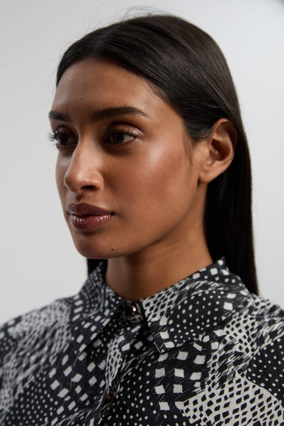 KarenMillen Robe Chemise Tissée En Soie Et Coton À Motif Géométrique Monochrome