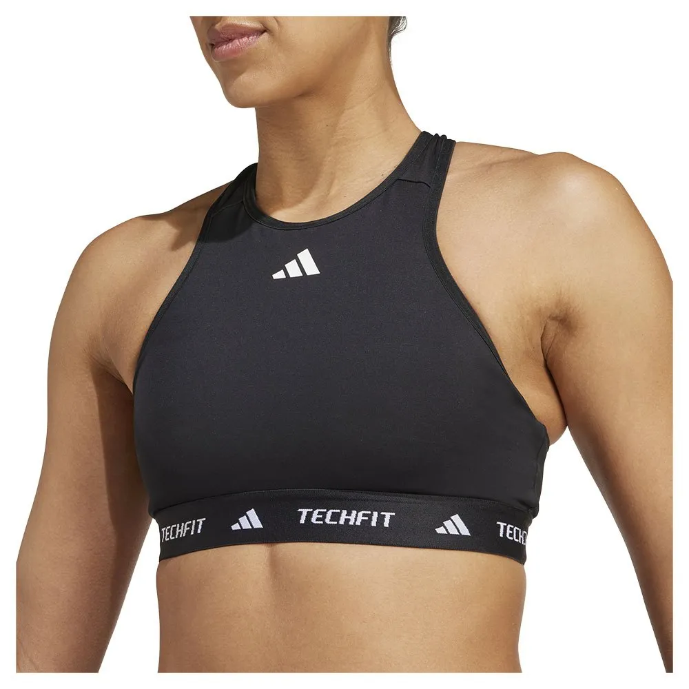 Sutiã esportivo adidas Techfit de gola alta, suporte médio