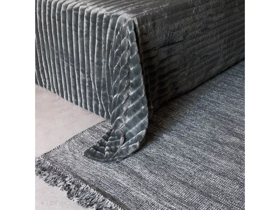 Dessus de lit 260x230 cm HERMINE fausse fourrure gris Ardoise