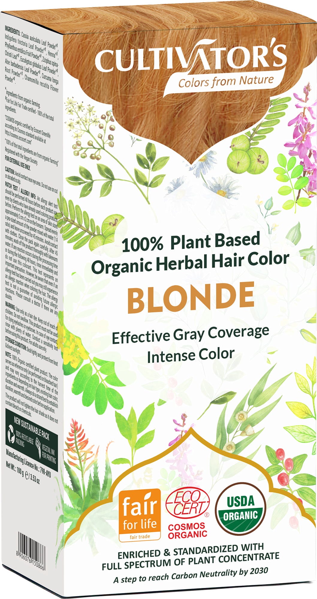 CULTIVATOR'S  Organic Herbal Hair Color Blonde, 100 g