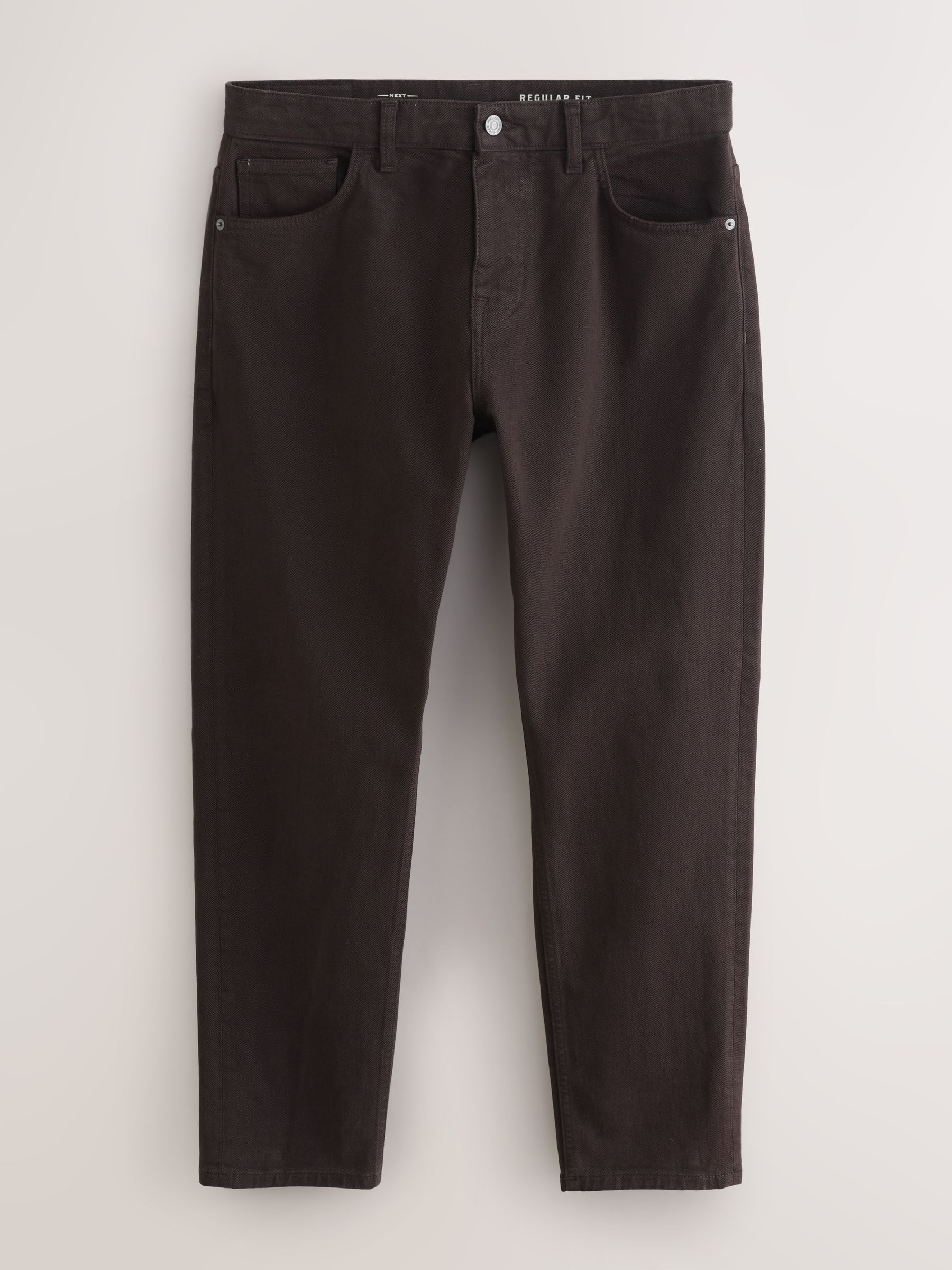 Chocoladebruin - Standaard toelopende pasvorm - Vintage wash denim jeans