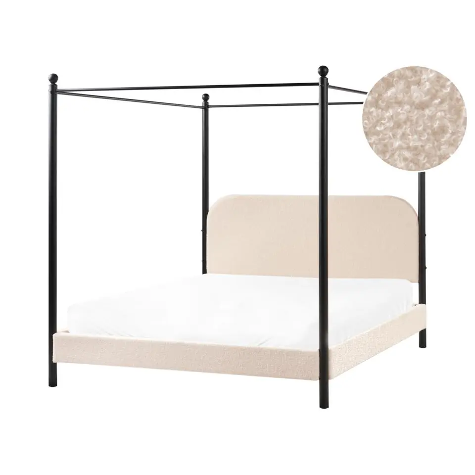 DANNEMOIS - Tweepersoonsbed - Beige - 160x200 cm - Bouclé