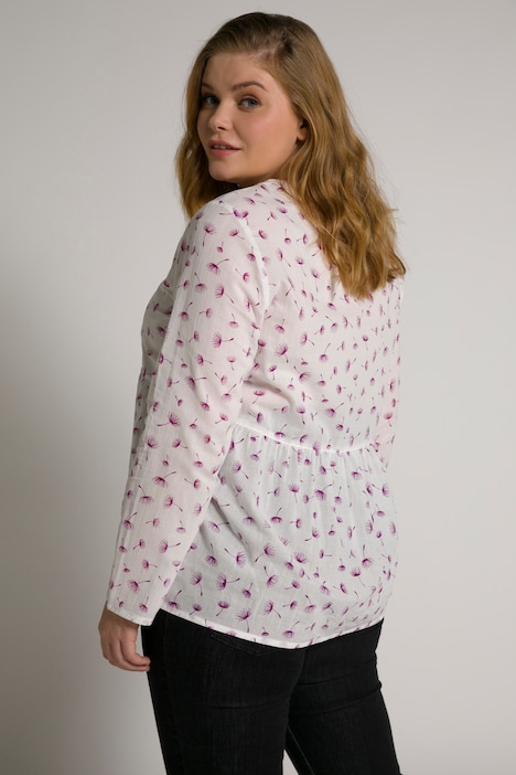 Bellieva-Bluse, A-Linie, V-Ausschnitt, Langarm, GOTS
