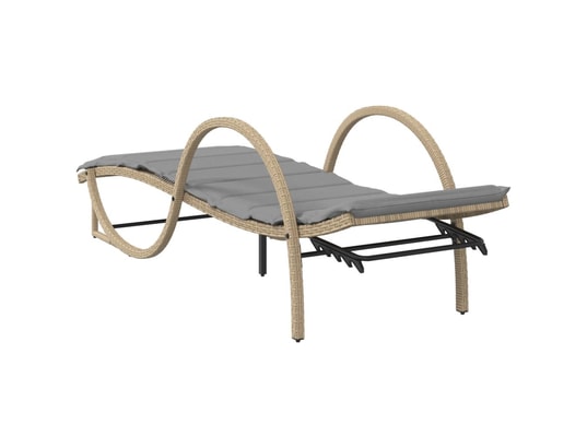 VIDAXL - Bain de soleil Chaises longues lot de 2 avec table beige résine tressée