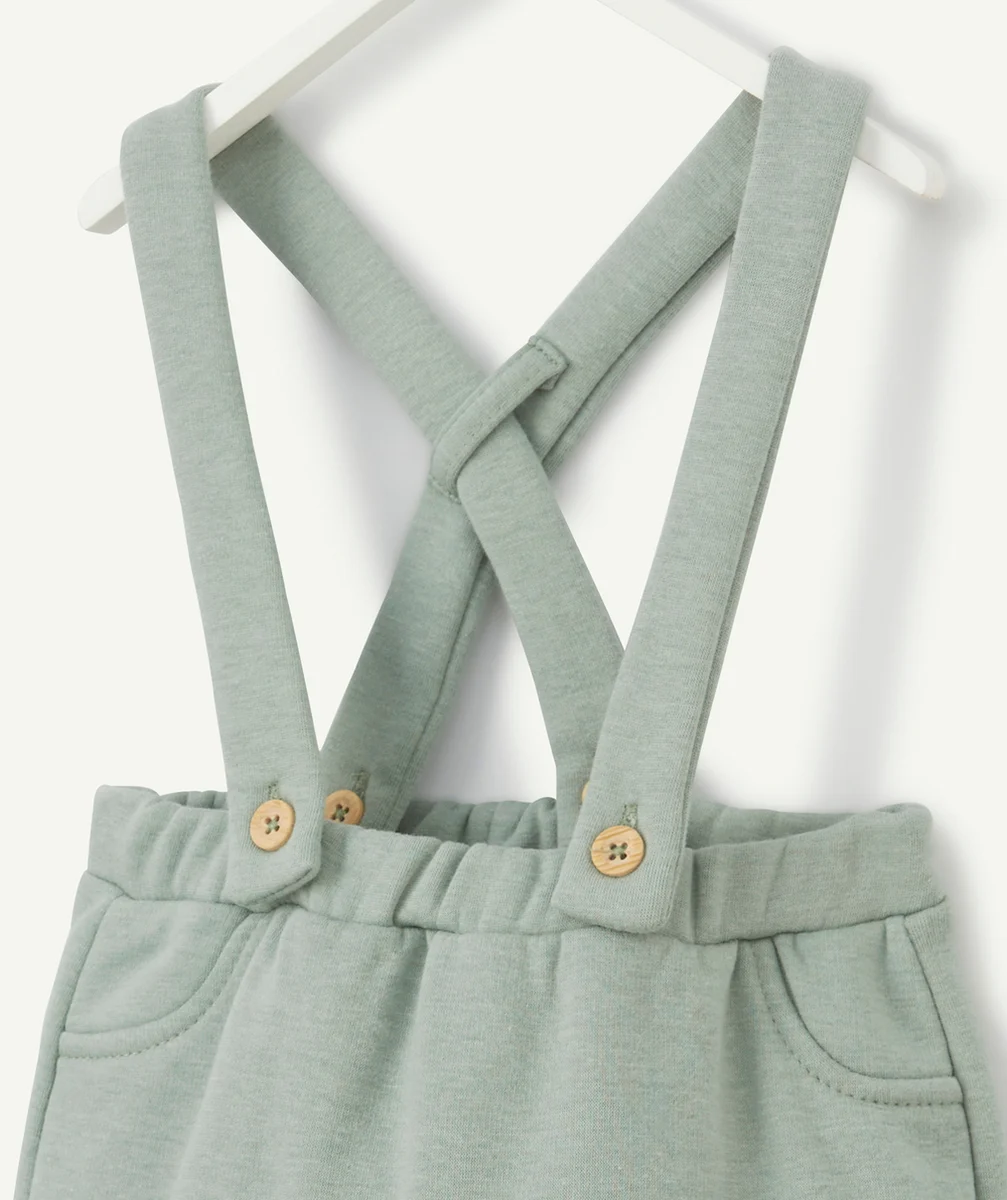 PANTALON SAROUEL VERT EN FIBRES RECYCLÉES AUX BRETELLES AMOVIBLES
