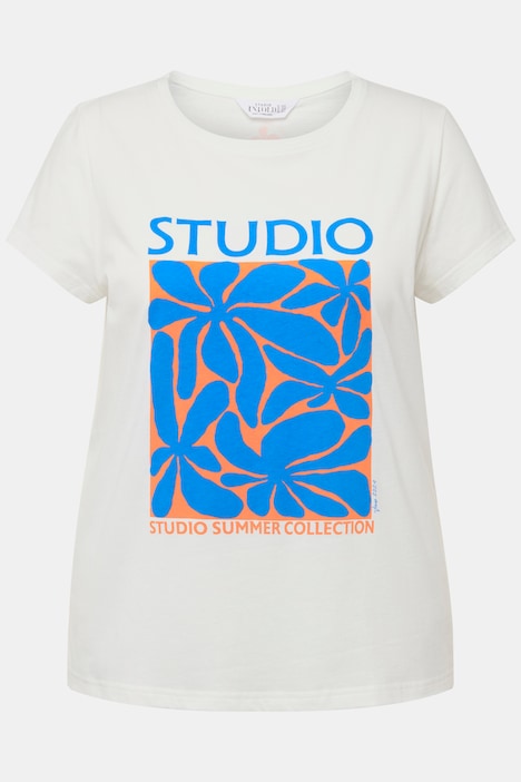 T-Shirt, Classic Shape, Floral-Print, Rundhals, Halbarm