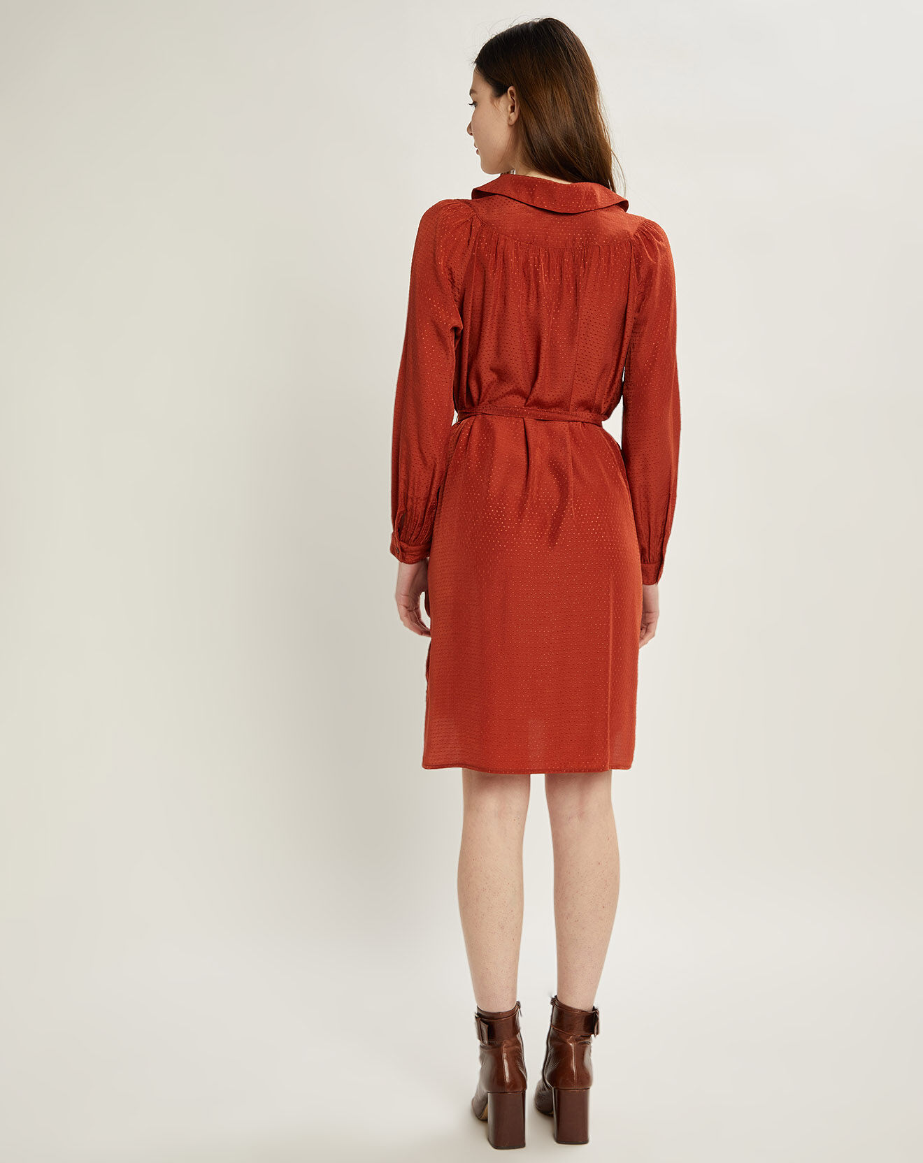 Cyrillus Robe en tissu façonné marron