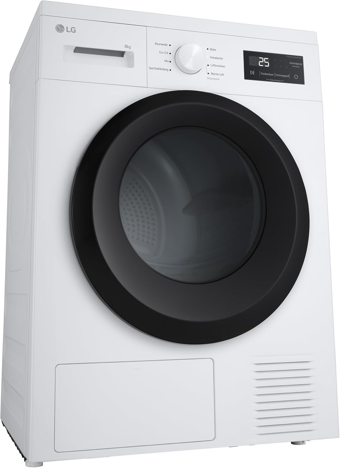 LG RT80B2 Kondenstrockner, 8 kg, Dual Inverter Wärmepumpe, Sensor Dry, LED-Touchdisplay, Startzeitvorwahl, Trommellicht, Edelstahl, 8 Programme, Weiß [Energieklasse D]
