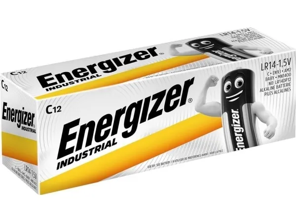 Batterier energizer industrial alkaline c, pakke a 12 stk.