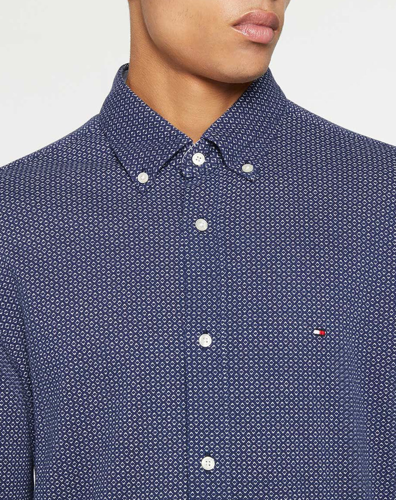 Tommy Hilfiger Chemise droite Jersey imprimée Géométrique bleu marine