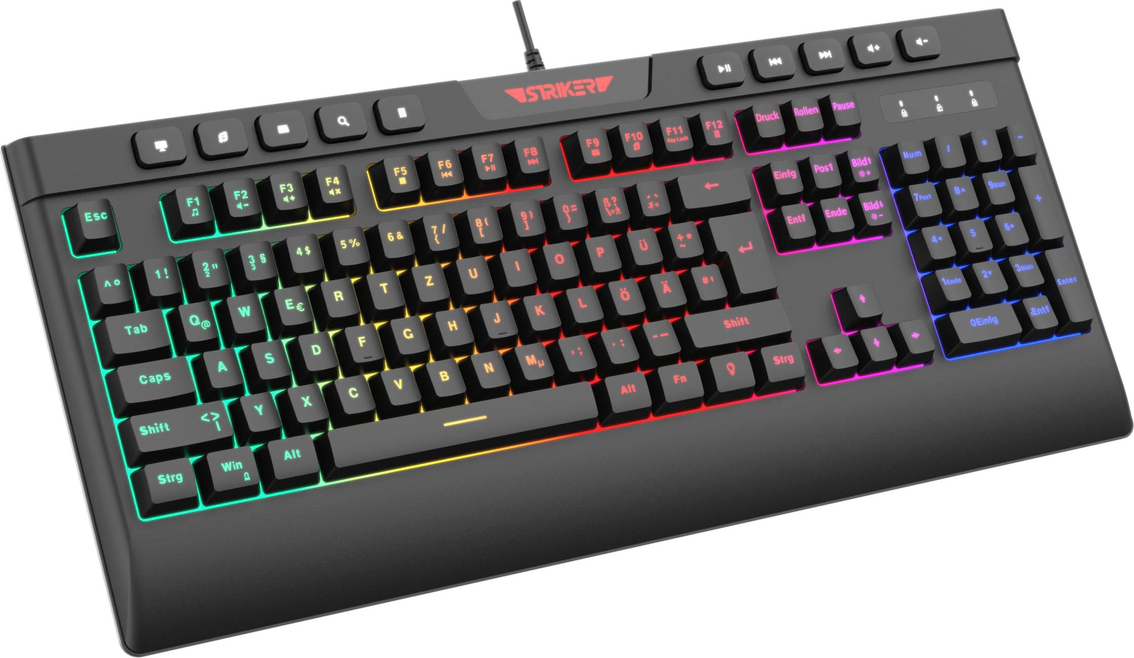 Hyrican Gaming-Tastatur »Striker ST-GKB8115 ( Anti-Ghosting, Multimedia-Tasten, RGB)« (Fn-Tasten | Multimedia-Tasten | USB-Anschluss)