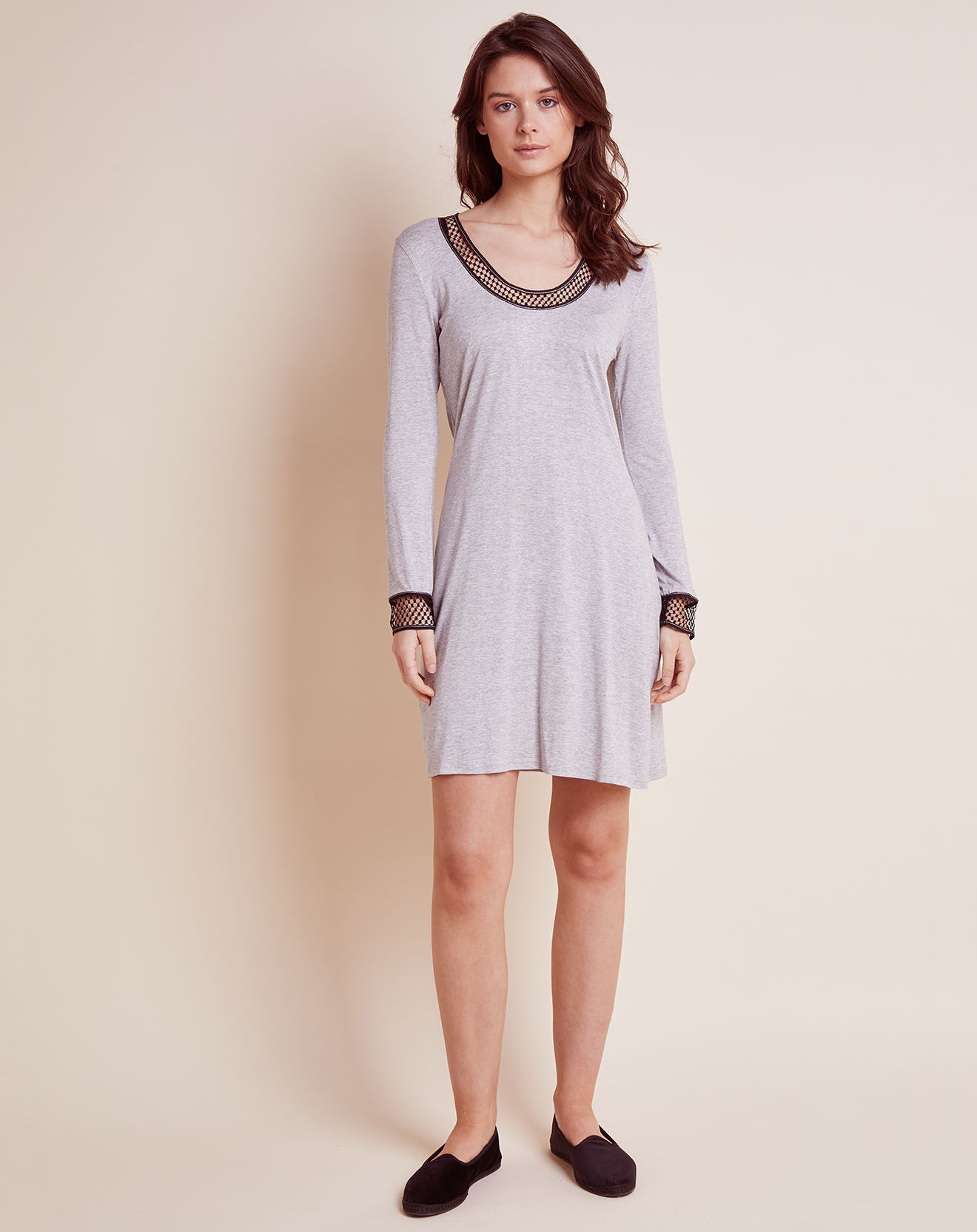 Le Chat Chemise de nuit Moonlight gris chiné