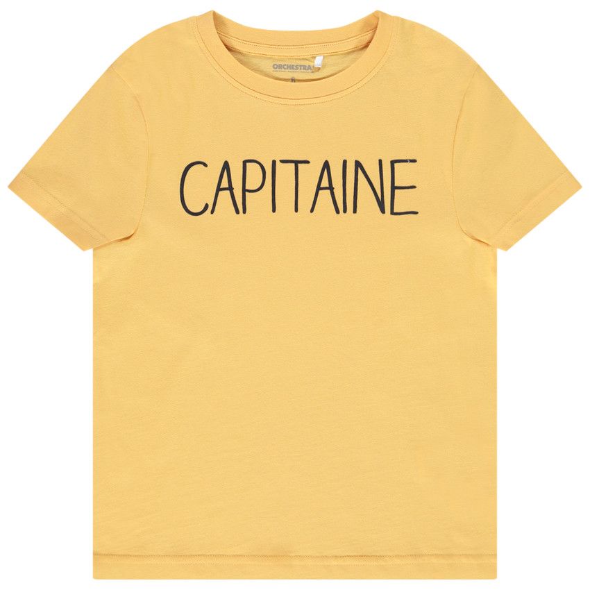 T-shirt manches courtes en jersey print message pour garçon - Jaune