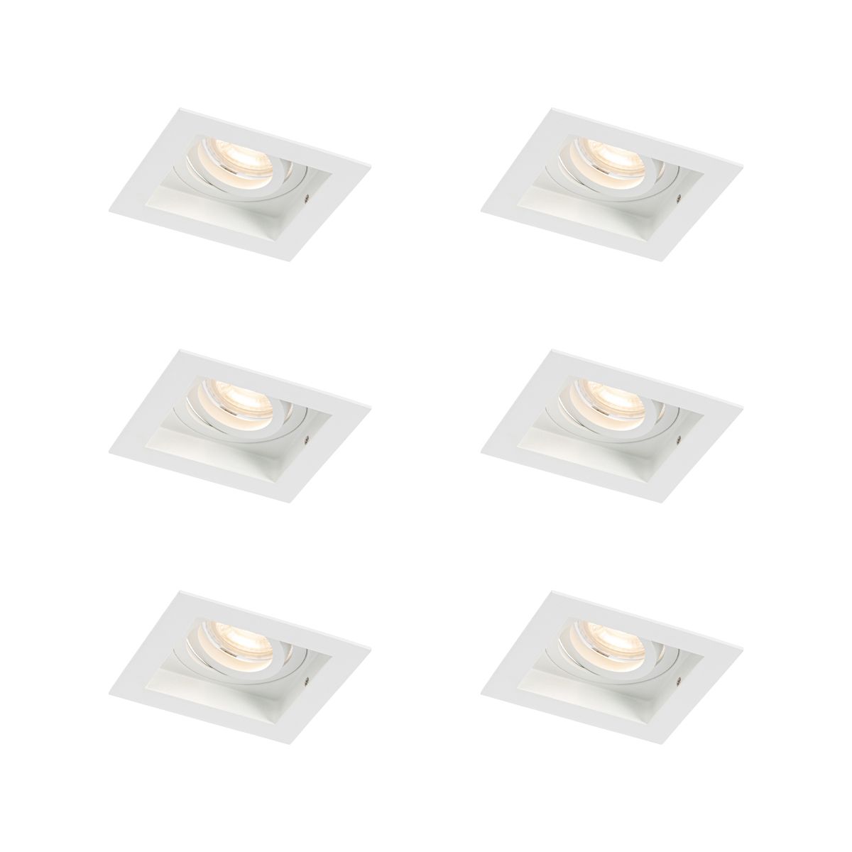 Set van 6 Moderne inbouwspot wit verstelbaar - Carree