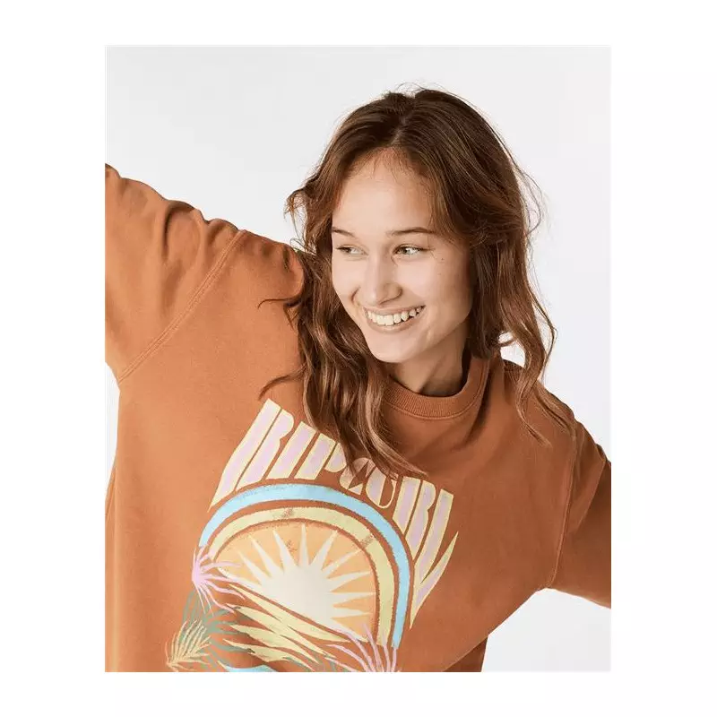Sweat femme RIPCURL Glow Relaxed Crew Light Brown S
