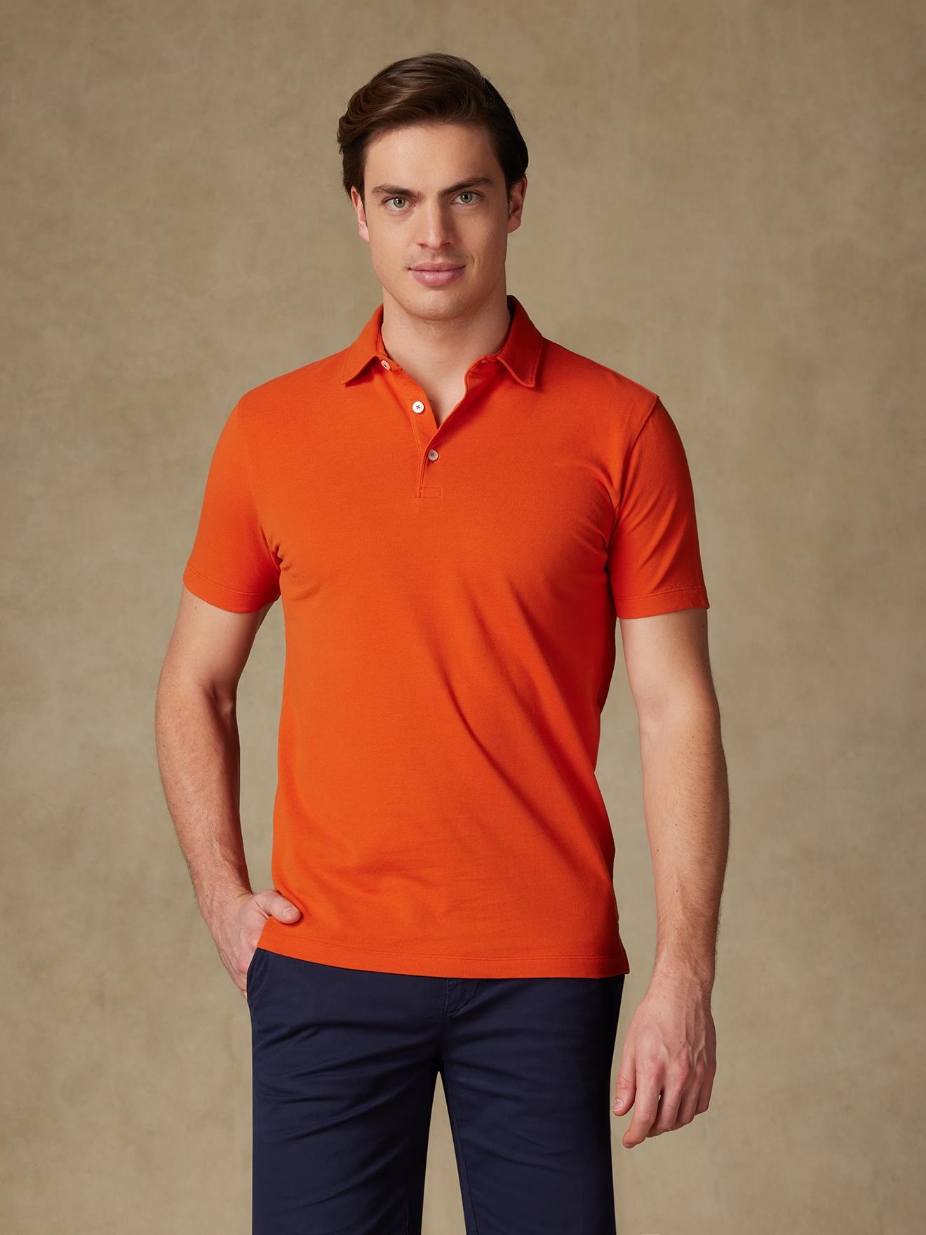 Polo Héritage en piqué orange