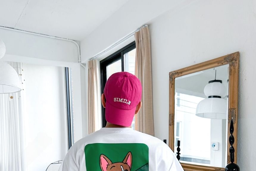 SeoulPop - T-shirt met korte mouwen en hondenprint, losvallend
