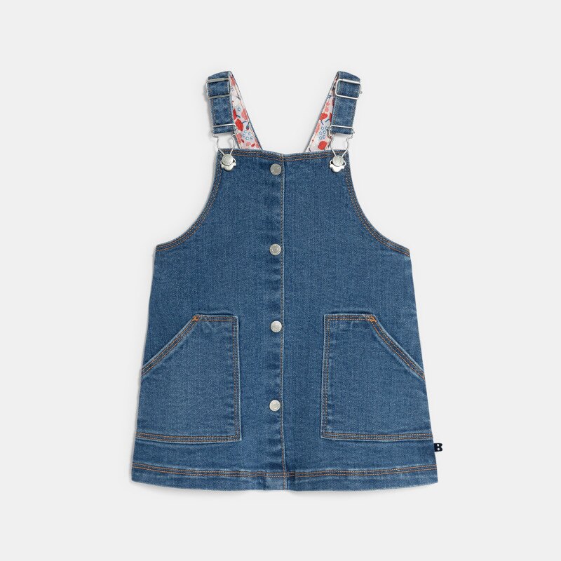 Robe à bretelles en denim bleu bébé fille Bleu