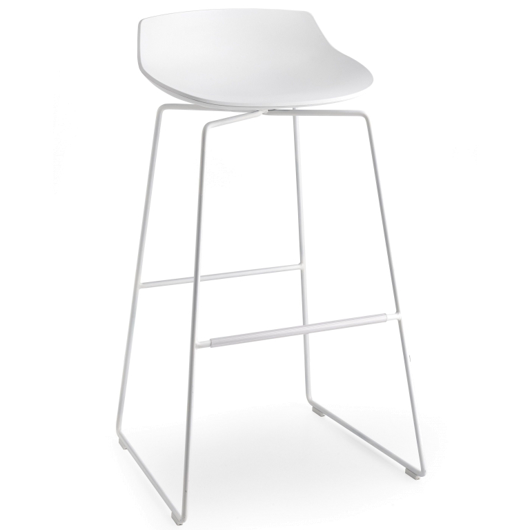 MDF Italia Flow Stool barkruk 78cm wit met slede onderstel wit