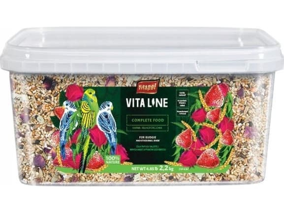 Vitaline Fullfôr for undulat og andre små prydfugler, 2,2 kg bøtte