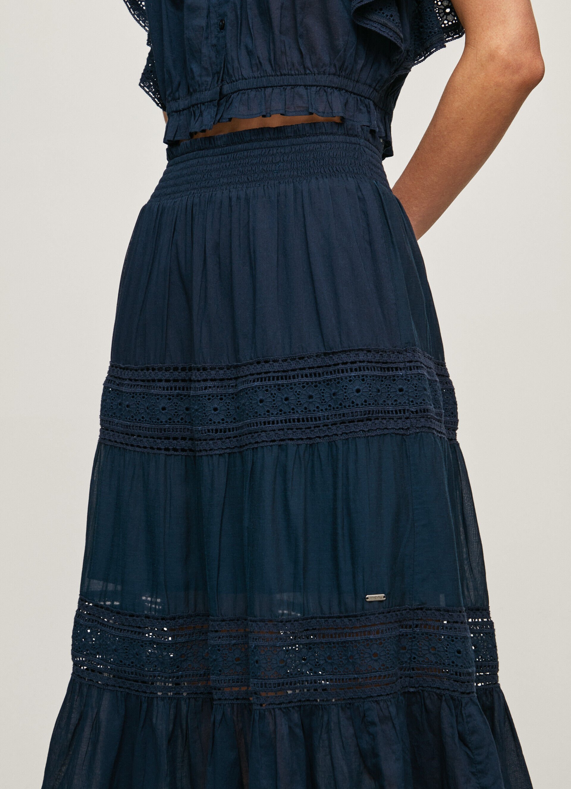 SAIA COM DETALHE DE RENDA - azul dulwich