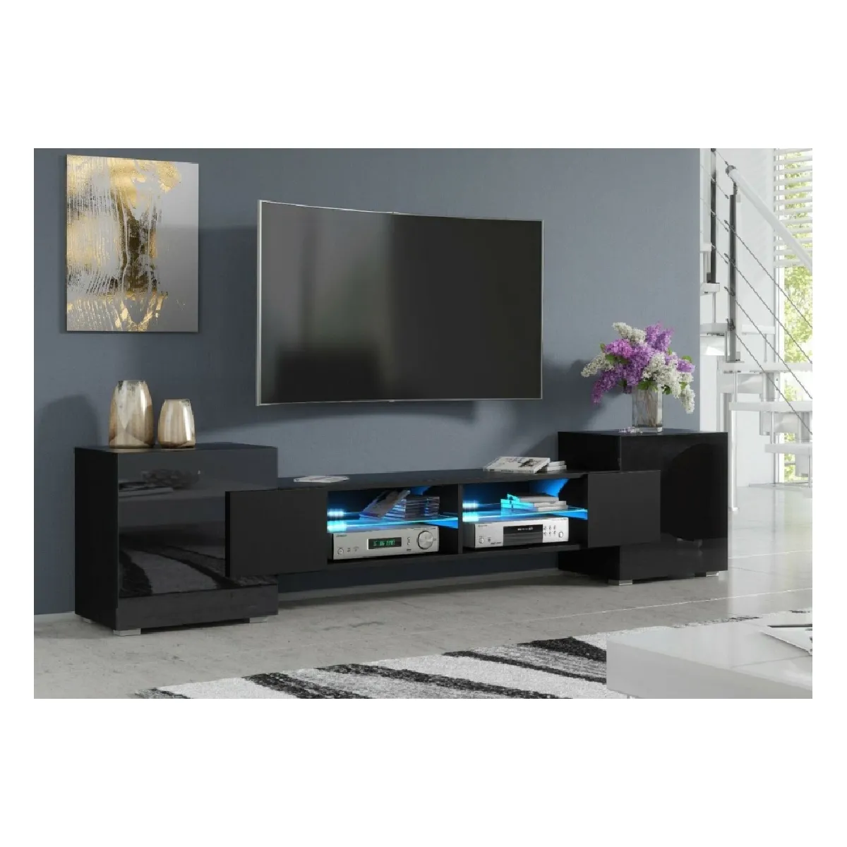 DUSINE MEUBLE TV PABLO 230 cm LED noir