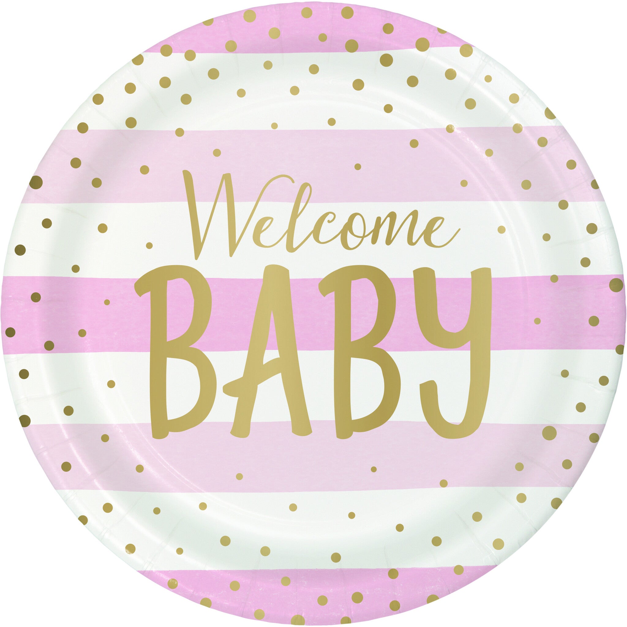 Roze Borden Welcome Baby 23cm 8st