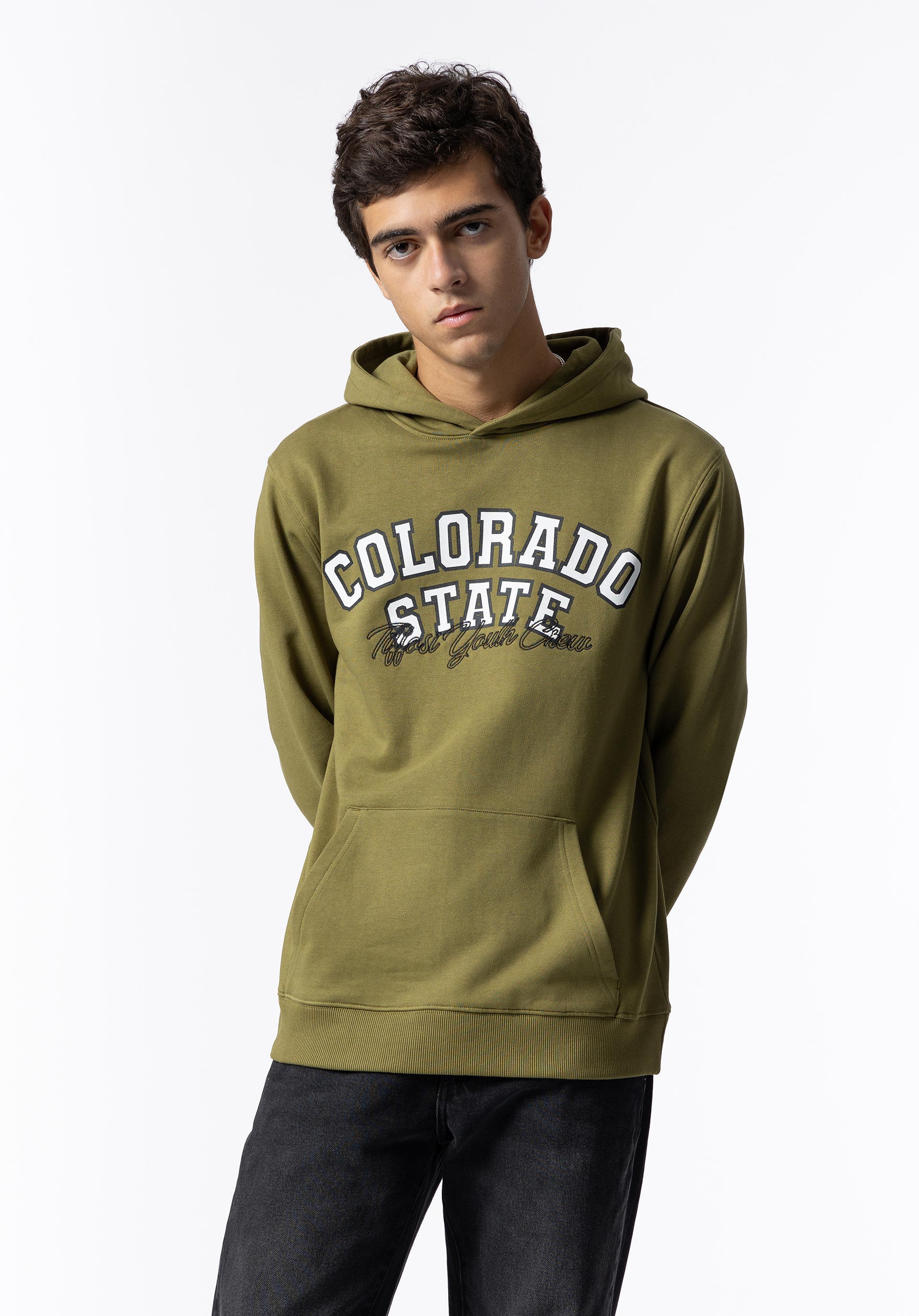 Hoodie com Estampado e Bordado Frontal