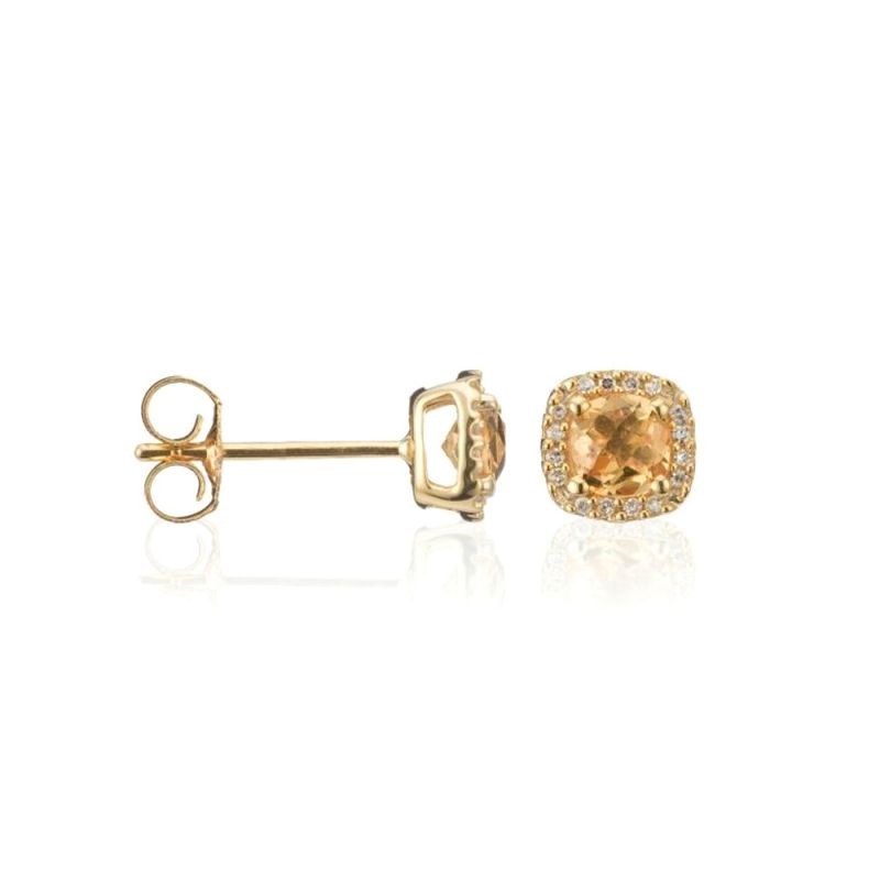 Boucles d'oreilles Or Jaune et Citrine