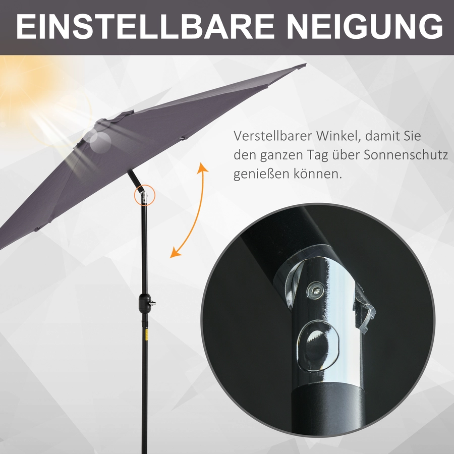 Outsunny Sonnenschirm mit Handkurbel dunkelgrau